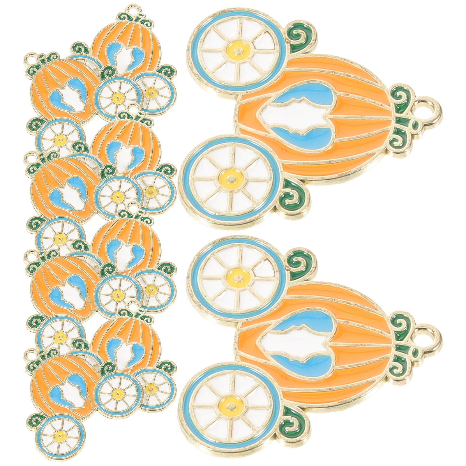 

10pcs Pumpkin Carriage Keychain Halloween Charms Purse Pendant Creative Decor Accessories Metal Car Key Jewelry