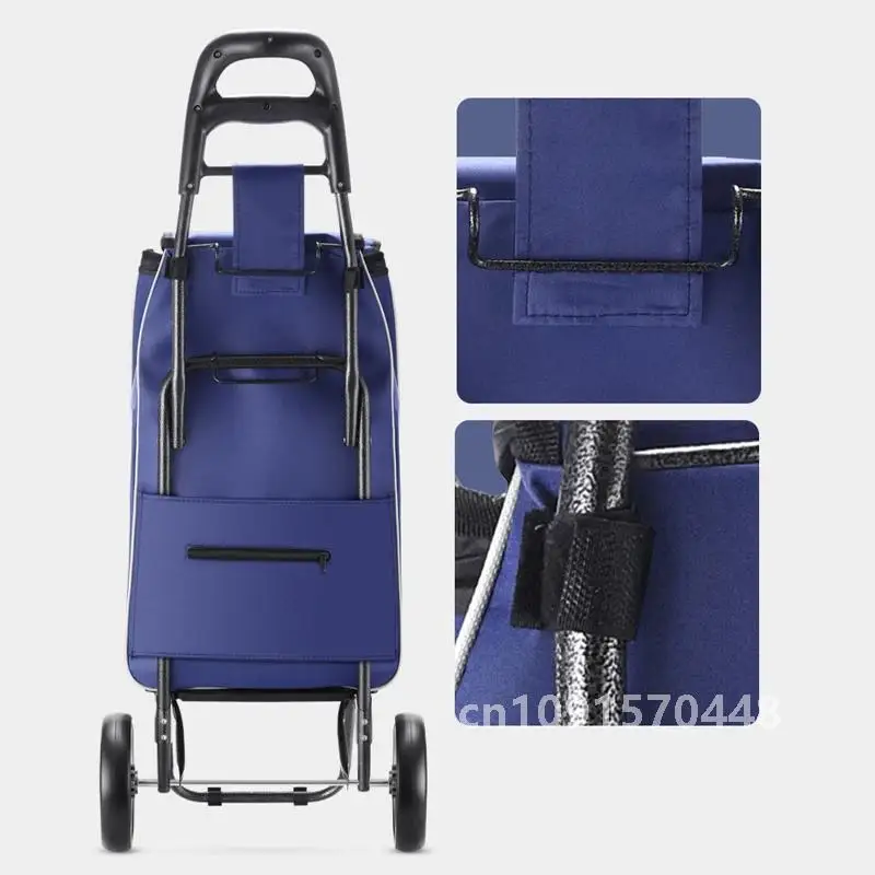 Folding Shopping Bag Cart Trolley Portable Luggage Trailer Grocery Cart Storage Bag Wear-resistant Rubber Wheels Bearing 100kg