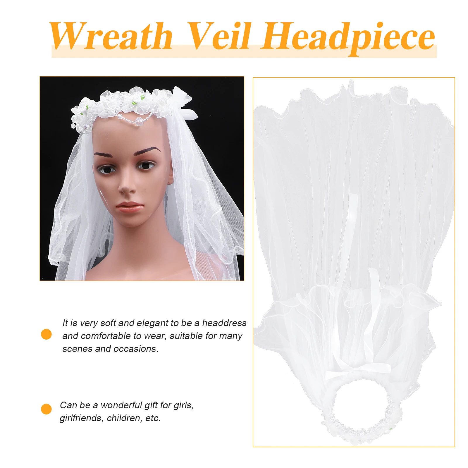 

1pc Floral Veil Headband Wreath Child Hair Accessory Bridal Wedding Party Photo Prop Garland Crown Decoration Kids Costume Gift