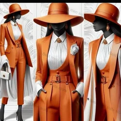 High Quality Cotton Women Suit Set 2 Piece Blazer+Trousers Formal Office Lady Customized Tiered Trousers Prom Coat Jacket