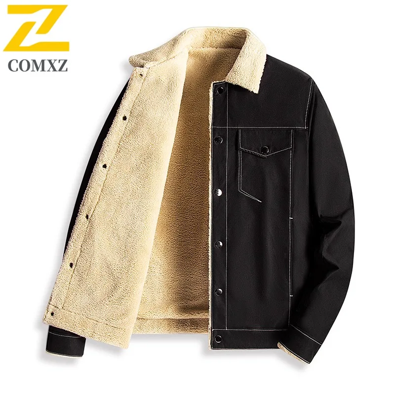 

COMXZ флисовая куртка из овечьей шерсти, зимние легкие куртки-кардиганы, дизайн с воротником-стойкой, уличная ветрозащитная термоодежда для путешествий