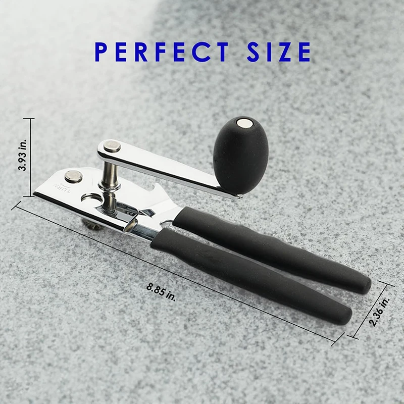 Commercial Can Opener Hand Crank Can Opener Manual Heavy Duty with Comfortable Extra-Long Handles Oversized Knob