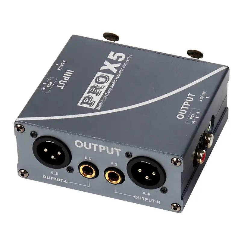

AT82-Multi-Purpose For-RCA 3Pin XLR 6.5Mm 3.5 Mm AUX Ground Loop Noise Isolation Direct Box Audio Isolator For Audio System