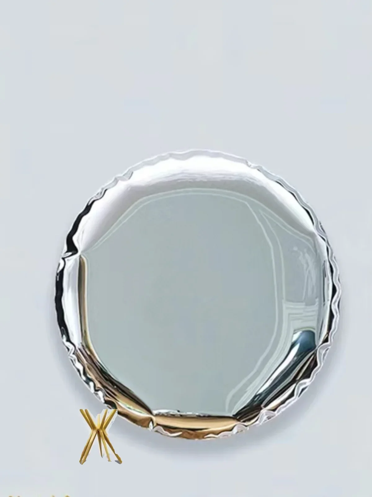 Round Stainless Steel Decorative Mirror Light Luxury Style Living Room Wall-Mounted Mirror Electroplating Process Wall Pendant