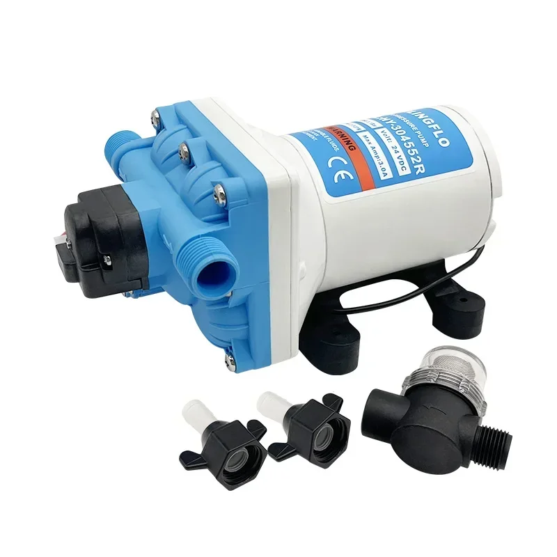 

Hot Sales4 Chamber Diaphragm Pump HY-304552R Yacht RV Plumbing 24V DC 3.0GPM 11.5LPM 55PSI Water Supply For Caravans Motor Home