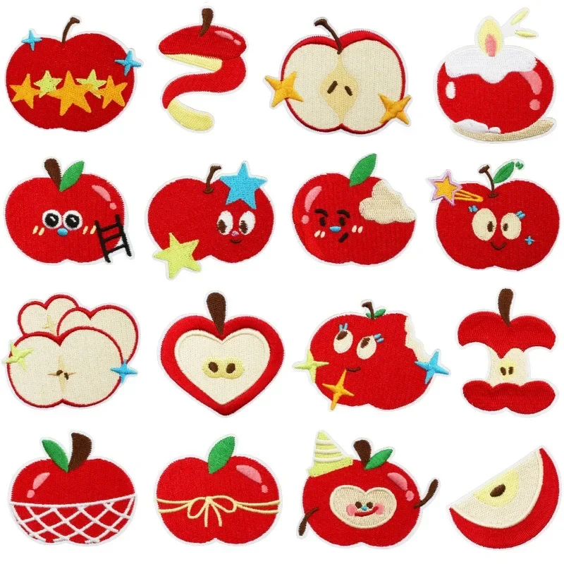 Cute Cartoon Apple Red Fruit Children Iron-on Sew Embroidery Badge Patches DIY T-shirt Hat Backpack Clothing Appliques Sticker