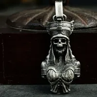 Fashion New Retro Ancient Greek Cleopatra Demon Queen Pharaoh Necklace Niche Party Versatile Couple Skull Pendant Accessories