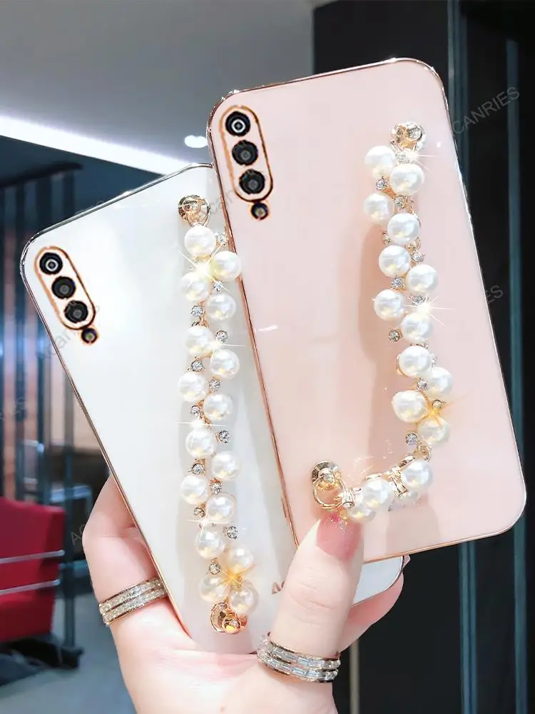 Überzug Perle Armband Kette Fall für Samsung Galaxy A70 A50 A50S A30S A30 A20 S A7 2018 Luxus Diamant Handgelenk Band Abdeckung auf EIN 70