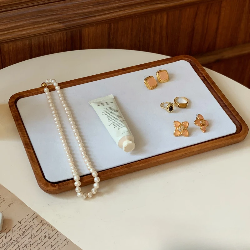 

Solid Wood Jewelry Tray Retro Ring Earrings Display Trays Collection Luxury Necklaces Bracelet Storage Pallet Packaging Supplies