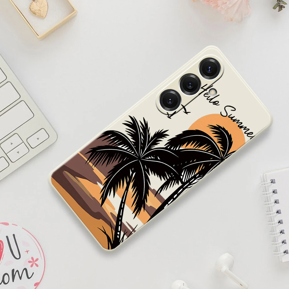 الصيف جوز الهند الظل قضية الهاتف لسامسونج غالاكسي S25 S24 S23 S22 S21 S20 الترا زائد S20FE S21FE S23FE S24 FE S10 زائد غطاء