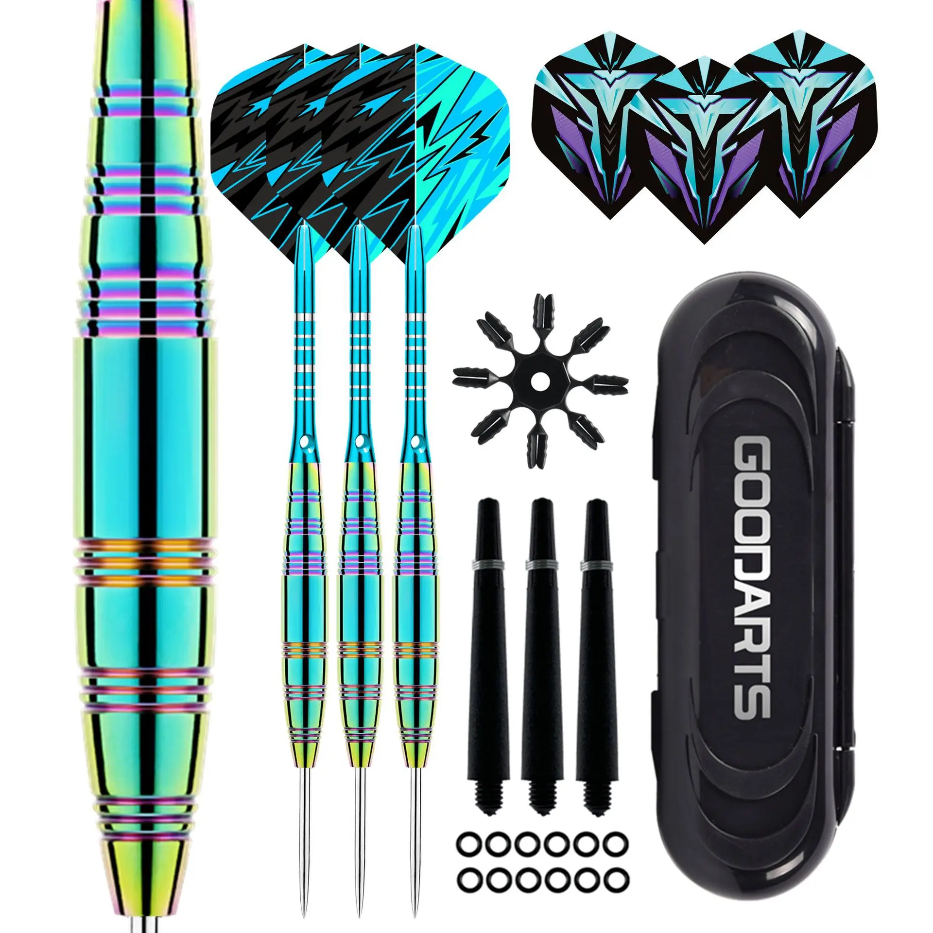 Professionelles Darts-Spitzen-Set mit Stahlspitze, 23 g Darts mit Metallspitze, Dart-Metallspitzen-Set, 3 Aluminium-Dartschäfte + zusätzliche 3 Dart-Flights