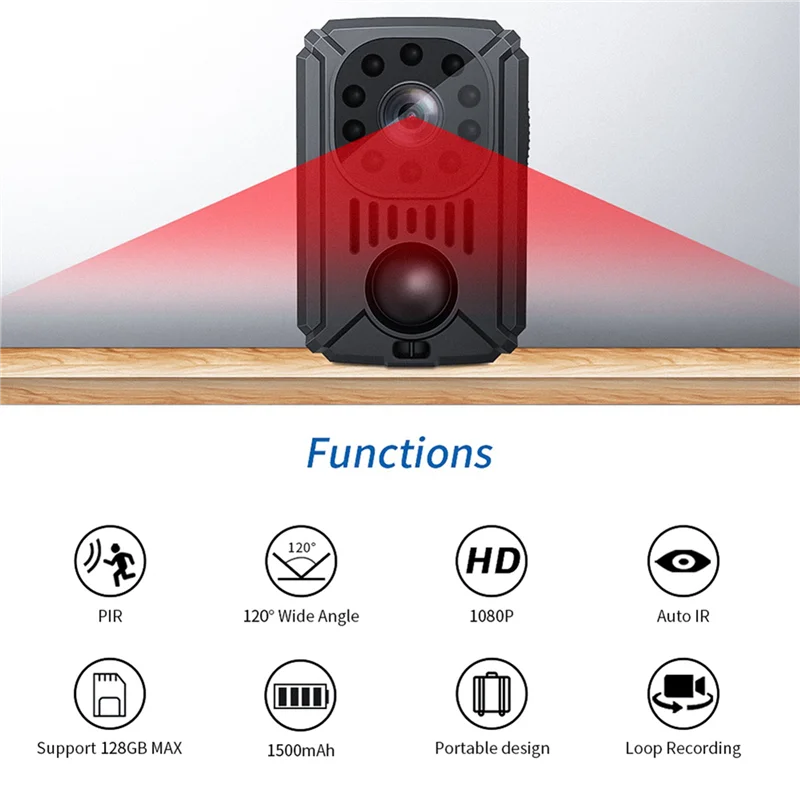 

FUFU 2X 1080P MD31 Portable Body Camera Mini Camera Pocket Cam Night Vision Small Sport Camera For Cars PIR Video Recorder DV