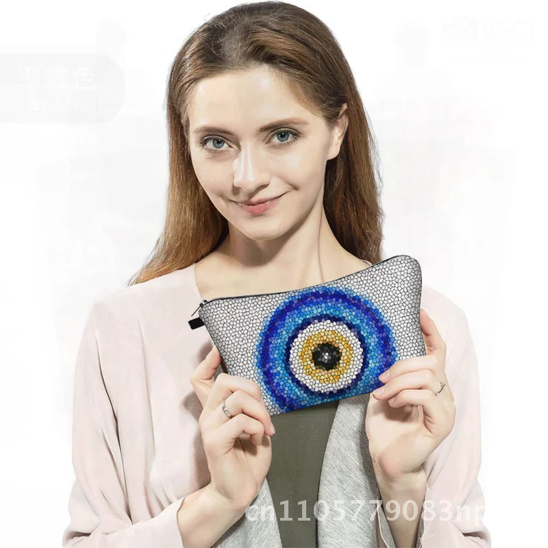 Women's Printed Devil's Eye Clutch Cosmetic Bag Portable Travel Storage Wash Bag Breathable Ultra-Light Geometric Pattern