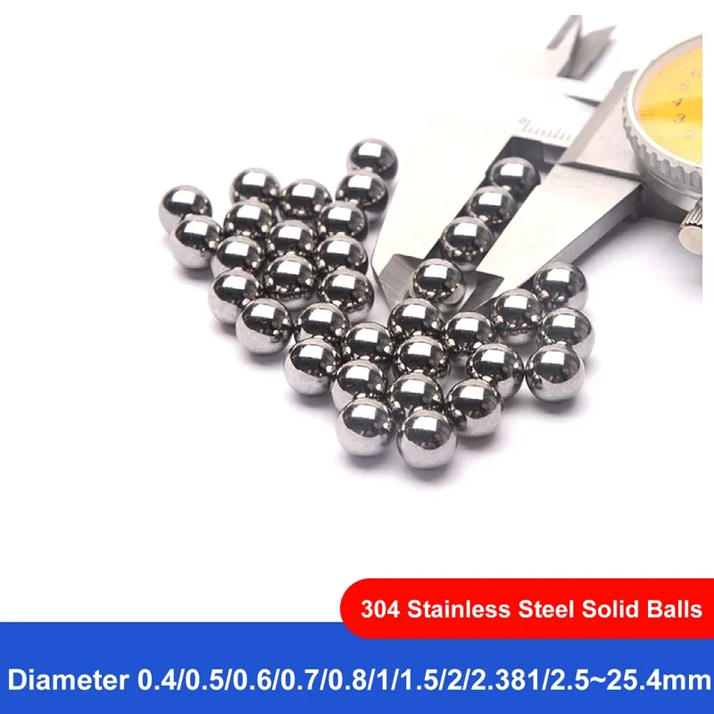 

10-1000pcs 304 Stainless Steel Balls 0.5/0.6/1/1.2/1.5/2/2.381/2.5~25mm Solid Smooth Bearing Steel Ball Spherical Bead Balls