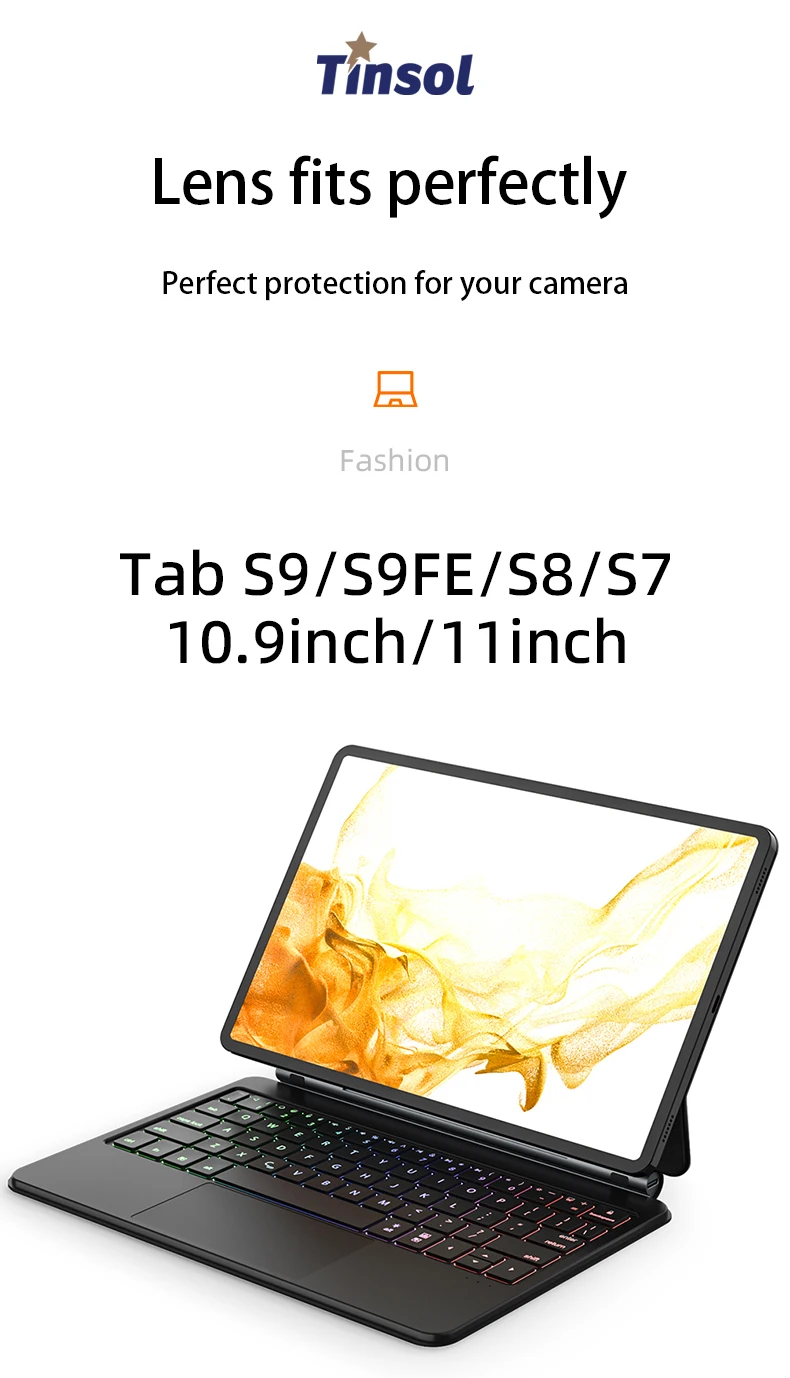 Волшебная клавиатура с подсветкой для Samsung Galaxy Tab S7 Plus, S9, S8, S7, FE, 12,4 дюймов, 11 дюймов, смарт-чехол для планшета android, корейский португальский стиль