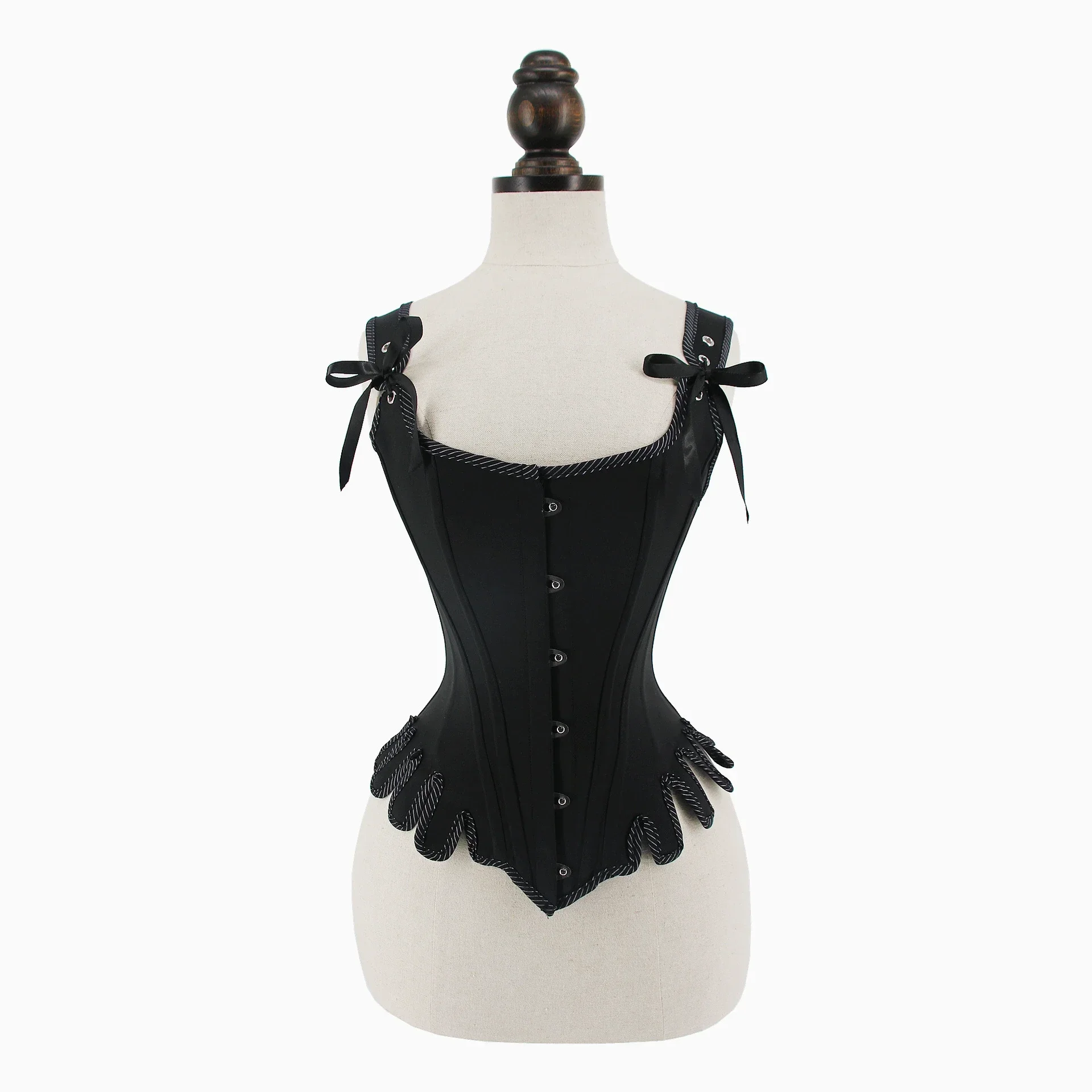 Vintage Fan Shaped U-Neck Corselet for Women Frenum Adjustment Gothic Overbust Corset Sexy Shoulder Strap Steampunk Bustier Vest