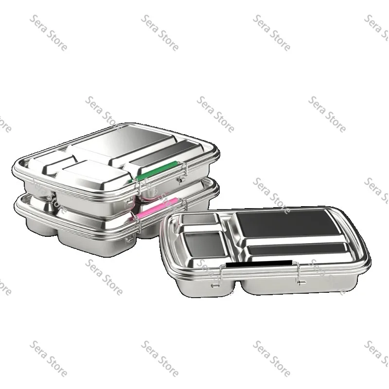 Insulated Lunch Box with Easy-to-Handle Leak-Proof 304 Stainless Steel 4-Grid Bento Food Container