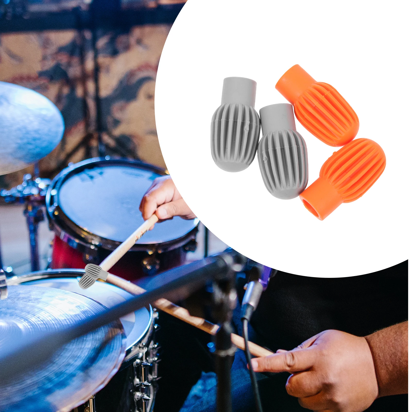 

4 Pcs Drum Stick Covers Silicone Mute Protectors Practice Beginner Tips Fittings Caps Supplies Lightweight Storage Solution