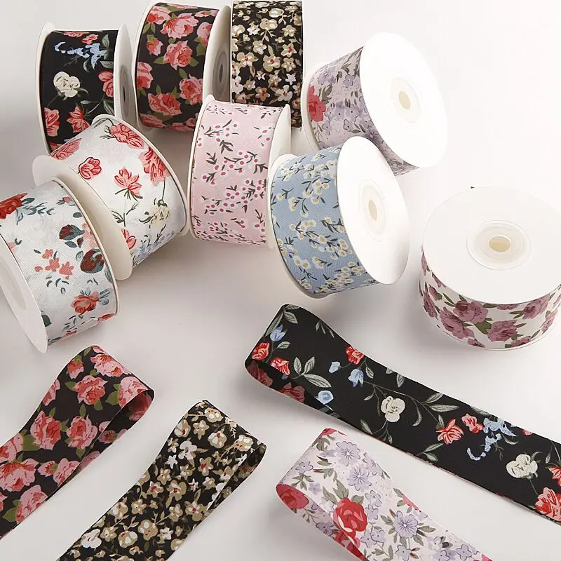 10 Yards 40MM Double-sided Flower Ribbon DIY Handmade Material Headwear For Hair Bows Clothing Shoes Hats Accessories Home Belt