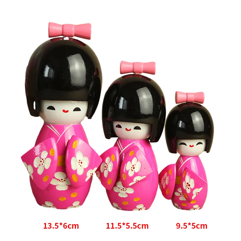 3 Pcs Japanese Sukuri Puppet Kimono Sakura Doll Crafts Cuisine Sushi Restaurant Decor Ornament Kimono Doll Miniature Figurines