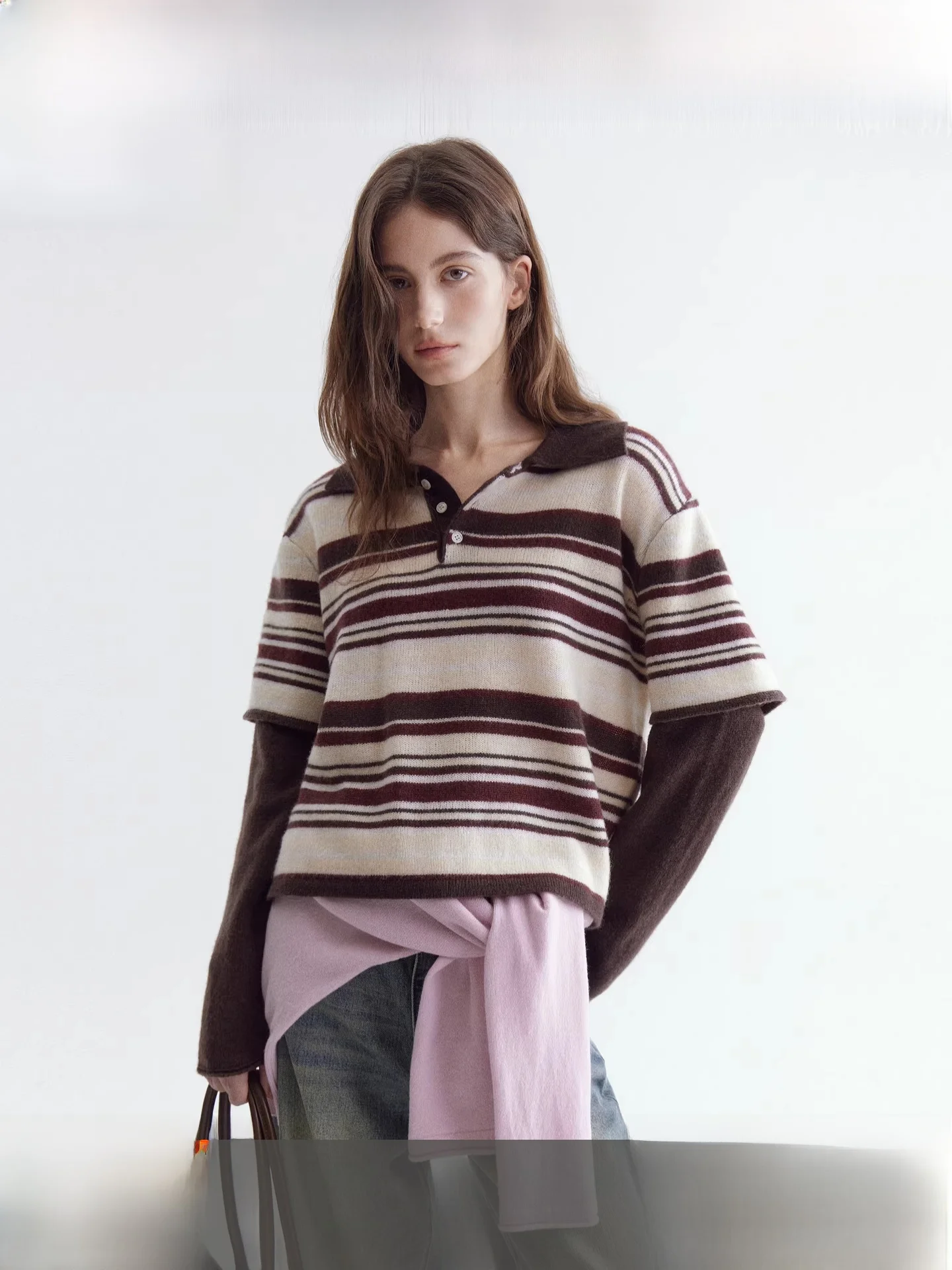 

Винтажный свитер Fano из 100% шерсти в полоску, женский, с цветовыми блоками, повседневный, весенний, с длинными рукавами, свободного кроя, удобный трикотаж