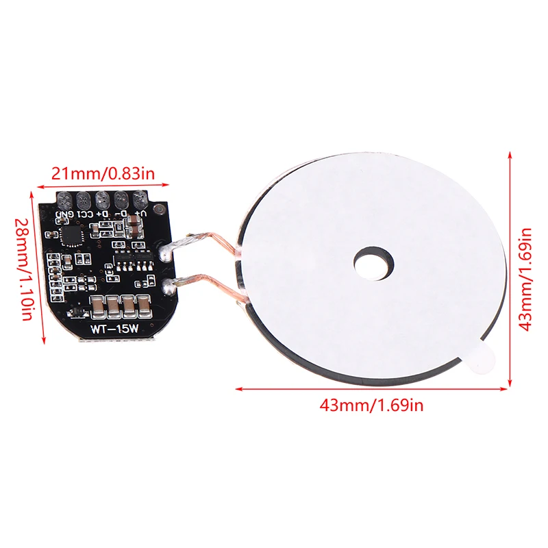 Modulo caricabatterie wireless ad alta potenza da 15 W Cavo di saldatura PD Modulo caricabatterie wireless magnetico Bobina scheda trasmettitore PCBA