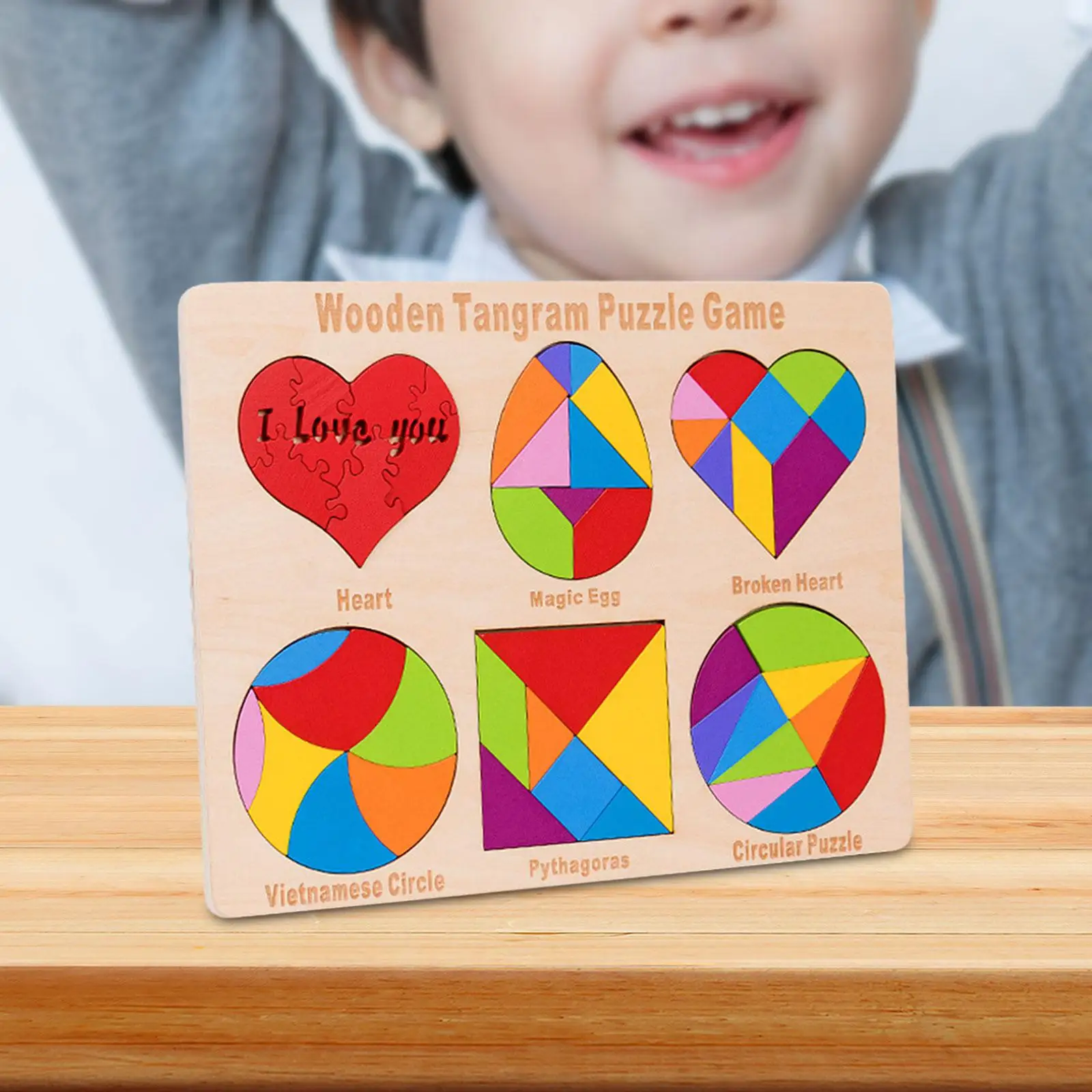 

Brain Teasers Toy 6 in 1 Puzzles Stem Gift Geometric Shape Puzzle Wooden Blocks Puzzle Montessori Wood Toy Age 3+ Years Old