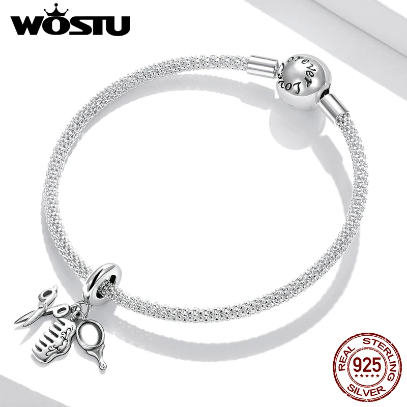 

WOSTU стерлингового серебра 925 пробы, набор для макияжа, подвеска, подвеска из бисера, подходит для оригинального браслета, ожерелья, DIY ювелирные изделия, подарок FIC1887