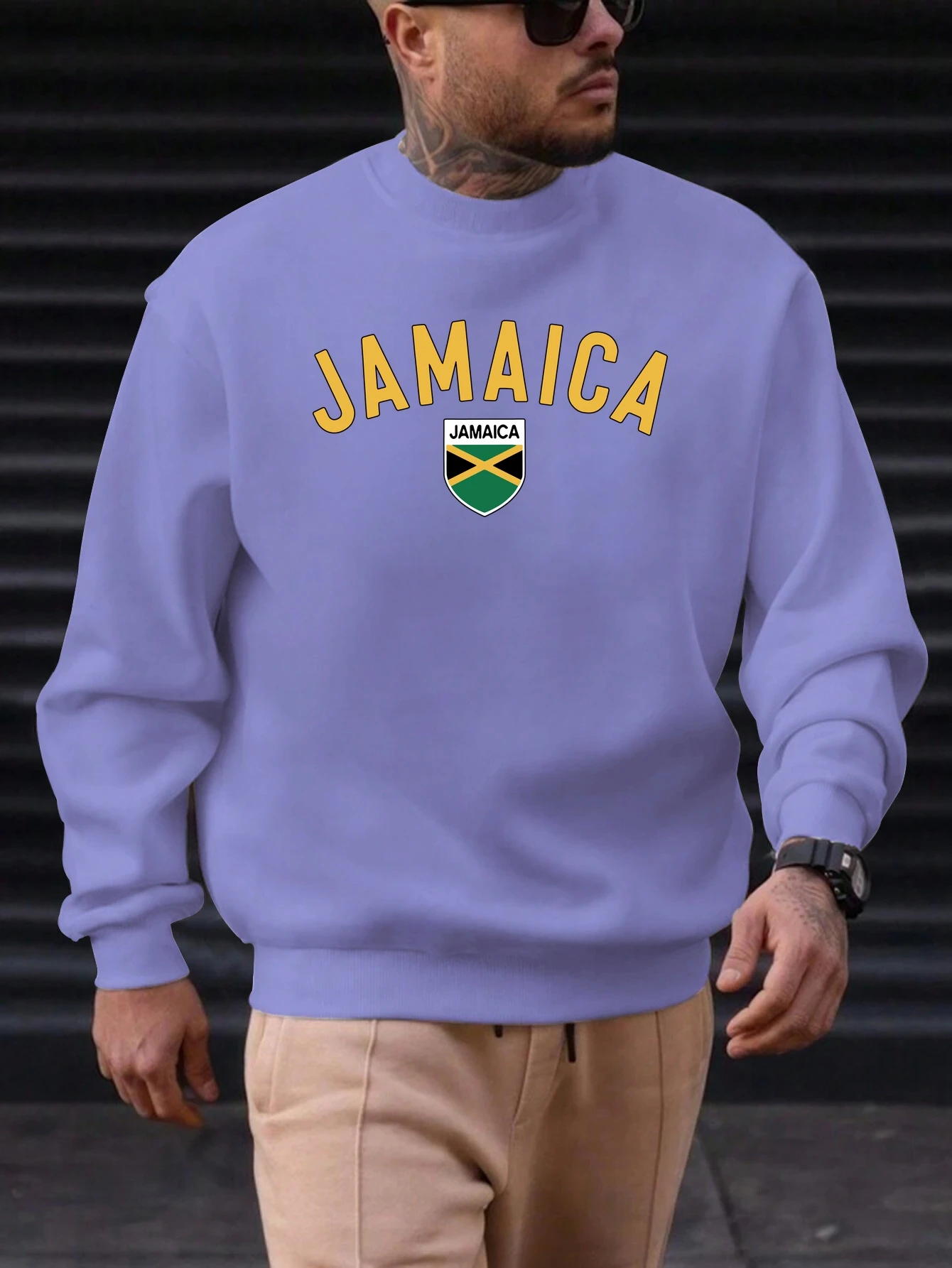 

Men's Retro Jamaica Flag Print Crew Neck Sweatshirt Soft Breathable Warm Casual Streetwear Vintage Autumn Daily Wear