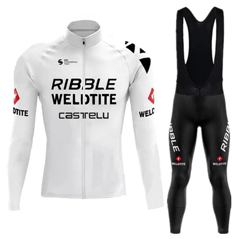 

CASTELU Cycling Jersey Set Team White Long Sleeve Kit Cycling Clothing Sports breathable Men Road Bike Suit MTB Pants Wear 2025