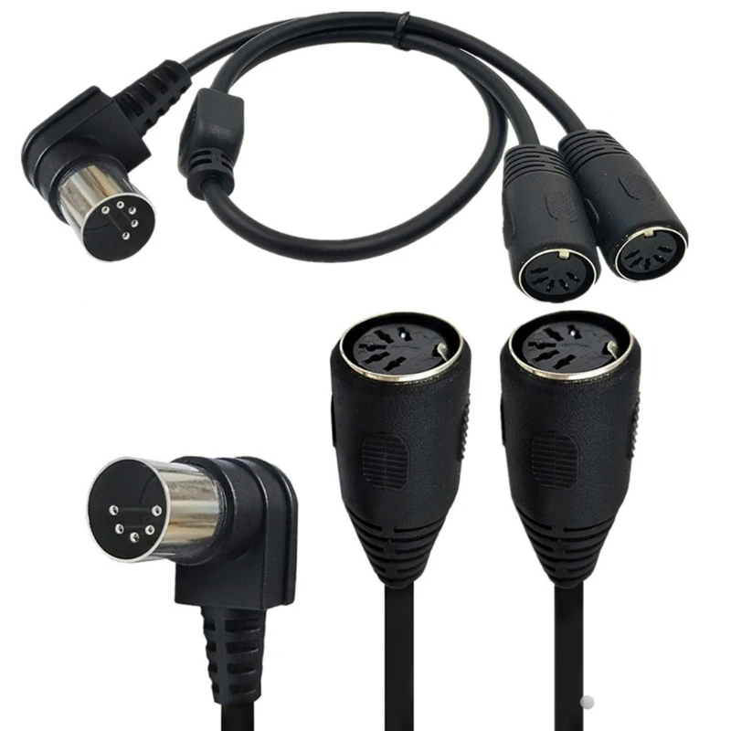  Y Splitter DIN 5Pin Male to Two 5Pin Female Adapter Cable Compactly Design for Professional Audios Equipment Amplifiers