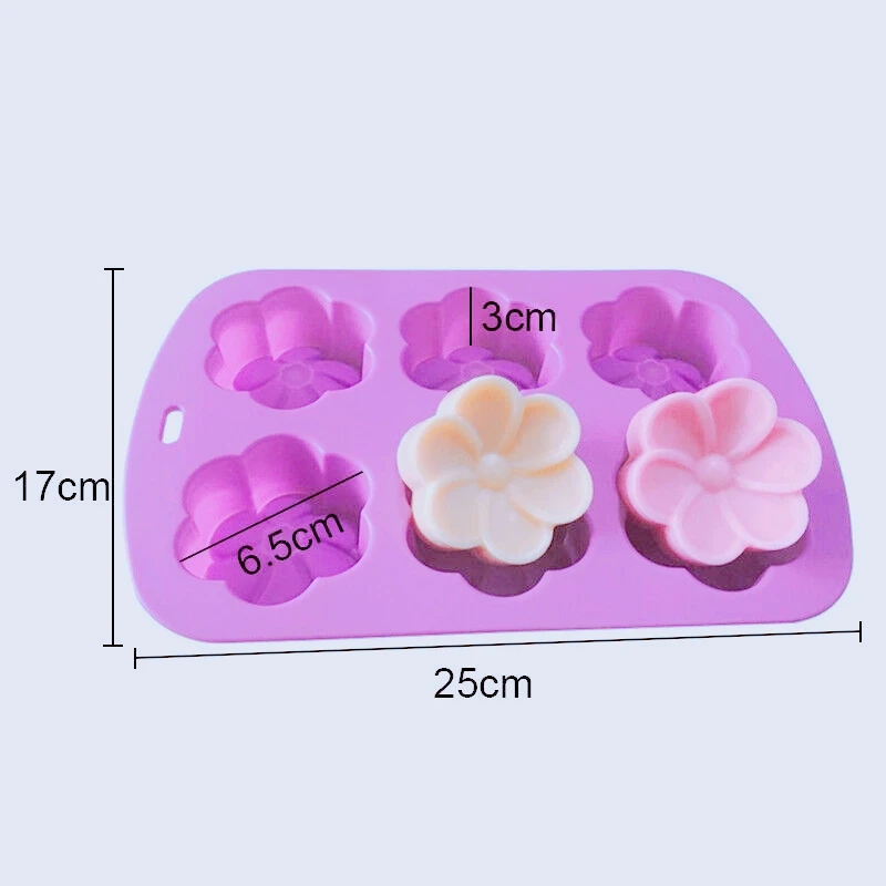 6Cavity Flower Soap Mold Handmade   Mousse Cake Silicone   Baking Tools  s For  Making