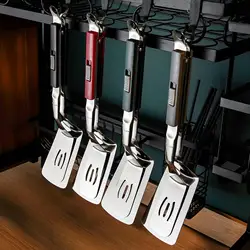 Stainless Steel Spatula Tongs Slotted Double Spatula Grill Tongs Steak Clamps Fish Spatula for Fillets Fish Burgers Eggs Cooking