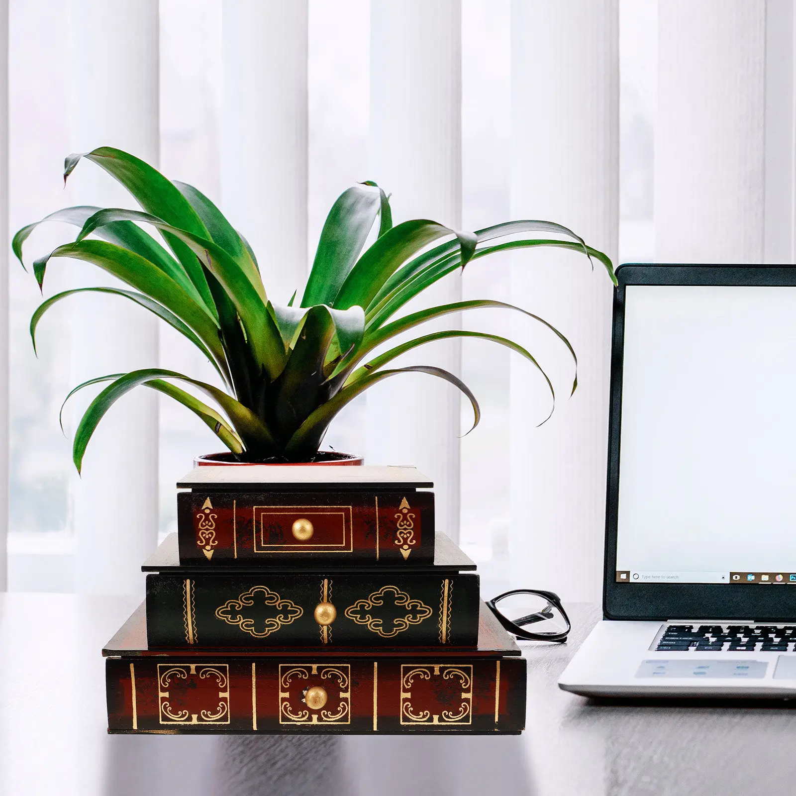 Faux Book Box Decorative Organizer Storage Decor Box Vintage Wood Style Book-shaped Jewelry Cord Clutter Shelf