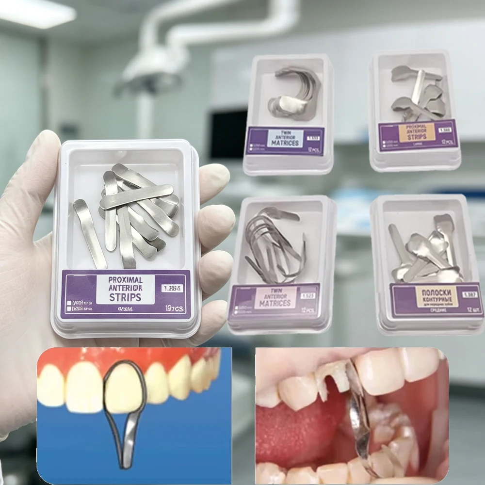 Twin Anterior Matrix Bands Stainless Steel Class III IV Proximal Composite Restoration for Anterior Aesthetic Filling Supplies