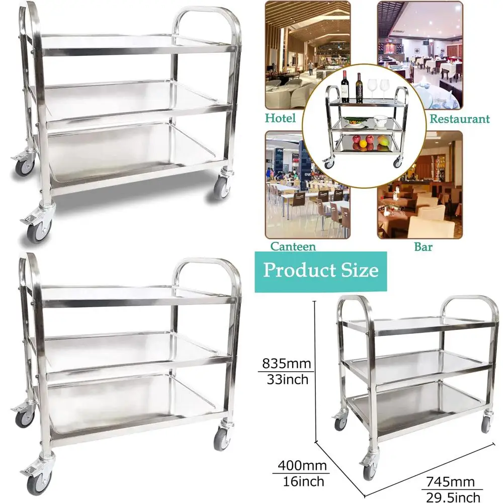 

3-х уровневая тележка на колесиках из нержавеющей стали