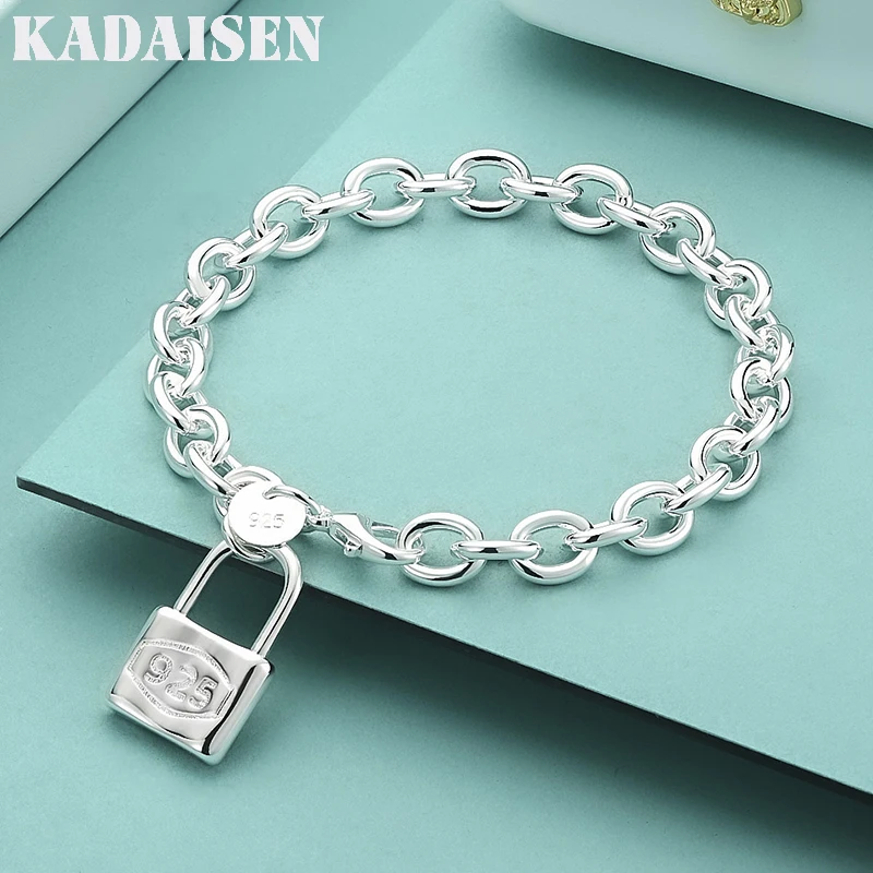 

Браслет-цепочка Charm Lock из стерлингового серебра 925 пробы для женщин, мужчин, влюбленных, подарок на свадьбу, вечеринку, для повседневной носки, праздничных образов, подарок на праздник