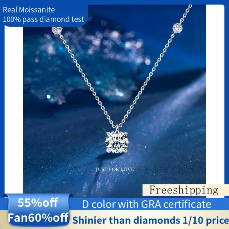 

Real Moissanite Women's Diamond Necklace Silver Necklace s925 Valentine's Day Gift 100%Pass the Diamond Test NIKA