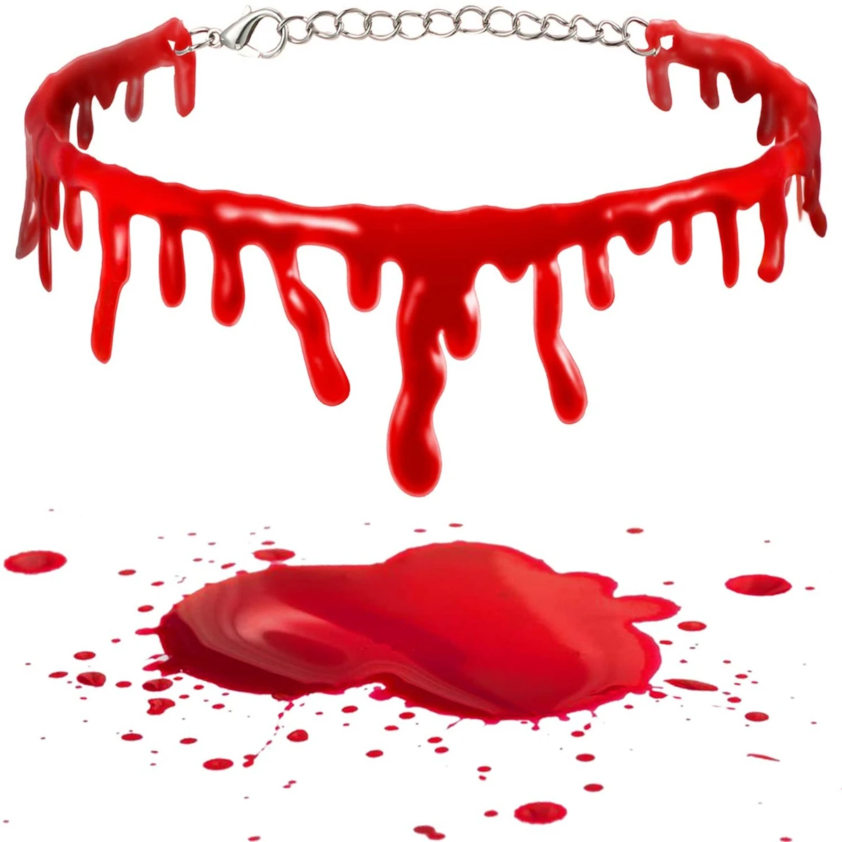 Halloween Decoration Horror Blood Drip Choker Necklace Fake Blood Vampire Fancy Joker Costume Necklaces Party Decor Accessories