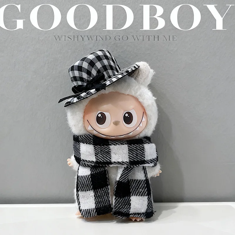 เสื้อผ้าสำหรับตุ๊กตา Mini Labubu แฟชั่นฤดูหนาว ผ้าพันคอ หมวกกบผึ้ง กระโปรง จั๊มสูท กิ๊บติดผมรูปแครอท ลายทาง ของเล่นสุดฮิต ของขวัญ ขนาด 10 ซม.