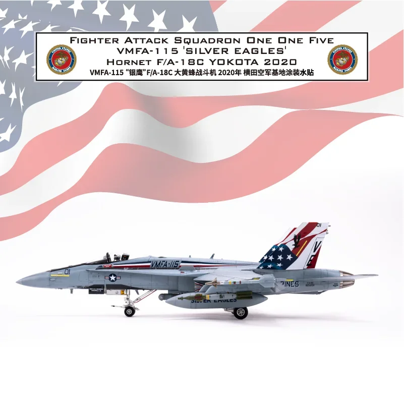 

Наклейка GALAXY Tools G48037 1:48, эскадрилья боец, эскадрилья One Five Vmfa-115 'Silver Eagles'Hornet F/A-18C Yokota 2020