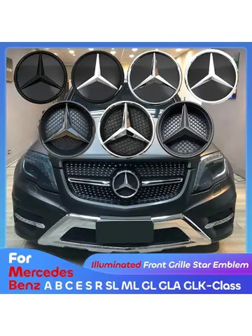 크롬 실버 OE 스타 프론트 그릴 엠블럼 (LED 포함) 크롬 실버 광택 B C E S R SL ML GL GLA 메르세데스 벤츠 GLK 클래스용 크롬 실버 OE 스타 프론트 그릴 엠블럼 (LED 포함) 크롬 실버 광택 B C E S R SL ML GL GLA 메르세데스 벤츠 GLK 클래스용