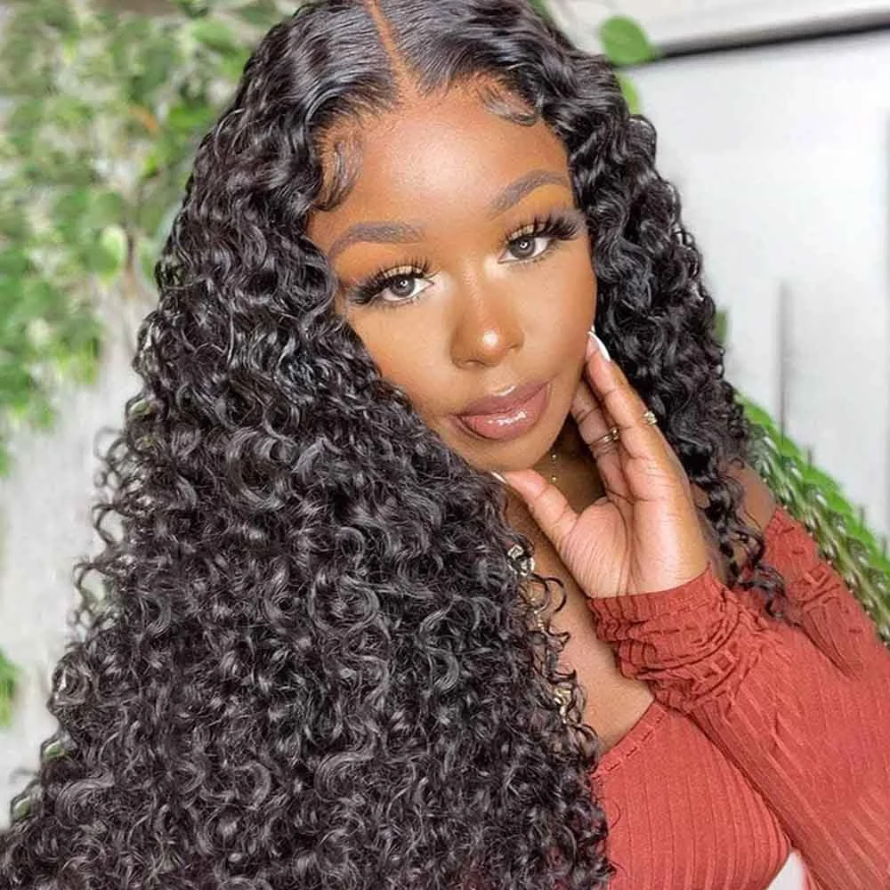 250 High Density Afro Kink Curly Half Wig Human Hair Breathable Machine Made 3In1 Deep Curly Clip In Hairpiece UpgradeHalf Wigs