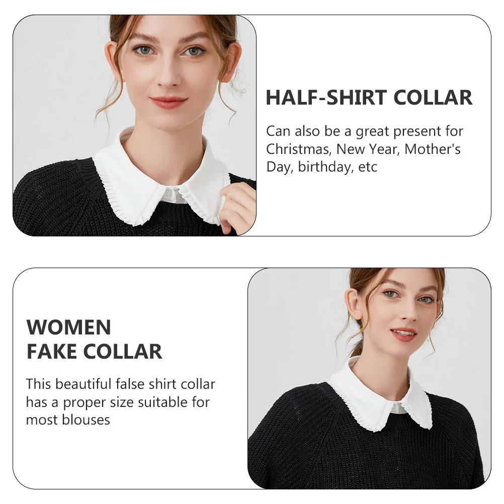 

1Pcs Chiffon Fake Collar Women Half-Shirt Blouse Detachable Faux Collar for Party Wedding Christmas Gift Women Half-Shirt Blouse