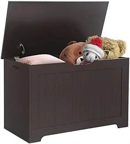 

Chest, Wooden Bench with Flip-top Lid & Safety Hinge, Storing Trunk for Entryway, Living Room, Bedroom, Rustic Brown Cow