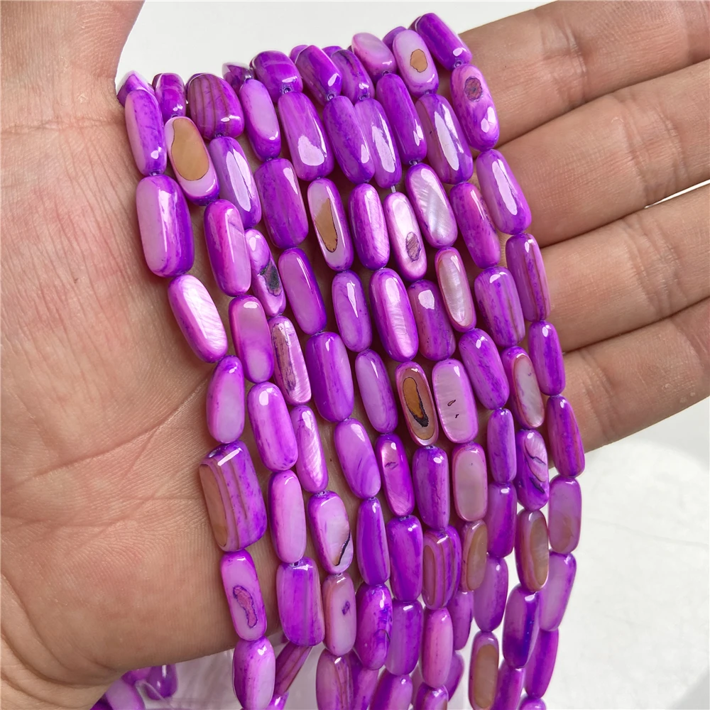 15x6mm Multicolor Dyed Shell Beads Natural Mother of Pearl Bead Loose Rectangle Spacer Dyed Beads for Women Men Jewelry Making