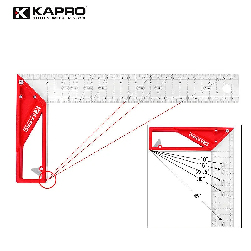 Poziom inklinometr Kapro 25/30/40cm ze stali nierdzewnej Joiner Swanson metalowe kwadratowe kąt znakowania właściwym władcą spróbować Carpenter plac do obróbki drewna