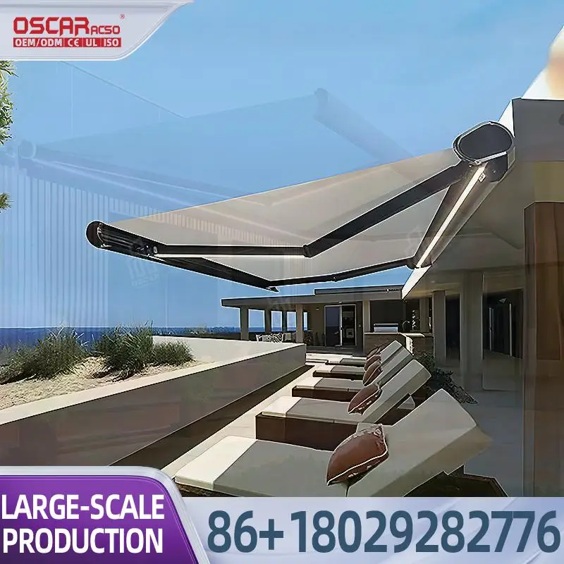 

Retractable Outdoor Awning for Doors and Windows with Motorized Sensor Full Cassette Design Ideal for Patios Gardens and Balconi