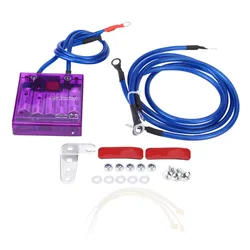 Digital Display Fuel Saver Voltage Stabilizer Regulator Kit W/ Earth Ground Cables 10MM 8 Point Octagon 6 in 1 Battery System
