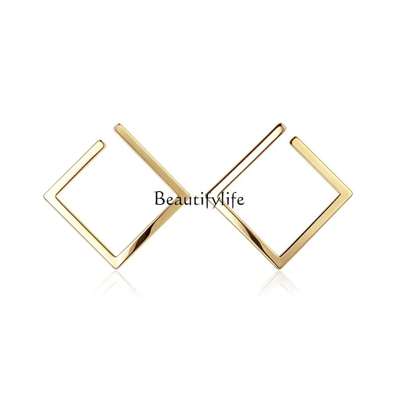 

Gold light luxury earrings for women = temperament cold wind earrings, high sense European and American